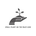 Small plant on the palm hand icon simple flat style vector illustration Royalty Free Stock Photo