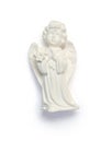 Small plaster angel. Symbol of Easter isolated clipping mask on white background with path, top view