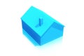 Small Plastic Blue House 3D Icon on White Background