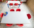 Small plastic chairs in the nursery kindergarten class Royalty Free Stock Photo