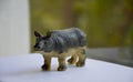 Small yellow gray rhino toy