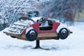 Small playground car at winter Royalty Free Stock Photo