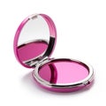 A small pocketsized magenta compact mirror used for on the go touch ups. Trendy color of 2023 Viva Magenta.. AI