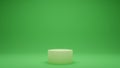 A small podium for various objects on a green background in the studio. 3D render