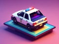 small police car 3d render isolated on gradient purple background Royalty Free Stock Photo