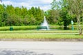 A small pond and geyser in a Florida community Royalty Free Stock Photo