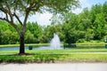 A small pond and geyser in a Florida community Royalty Free Stock Photo