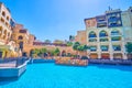 The small pool in courtyard of Old Town Island in Dubai, UAE Royalty Free Stock Photo