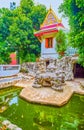 The small pool with crocodiles in Wat Chakkrawat temple, Bangkok, Thailand Royalty Free Stock Photo