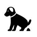Small pooping dog vector silhouette