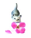 Small porcelain figurine cat Royalty Free Stock Photo