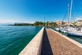 Small port of Lake Garda with Sailing Boats - Bardolino Veneto Italy Royalty Free Stock Photo