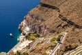 Small port in Fira on the Santorini Island. Cyclades, Greece Royalty Free Stock Photo