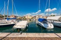 Small port of Lake Garda with Moored Boats - Bardolino Veneto Italy Royalty Free Stock Photo