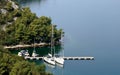 Boats in a small port  near Skradin and the national park Krka in Croatia Royalty Free Stock Photo