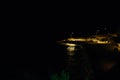 Small port at night with city light reflection Royalty Free Stock Photo