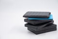 Small portable hard drives in stack Royalty Free Stock Photo