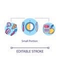 Small portion concept icon. Mindful eating, conscious nutrition idea thin line illustration. Limit plate size, ration