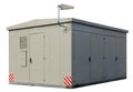 Small power electric substation with antenna on the roof isolated Royalty Free Stock Photo