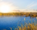 Small prairie lake at the sunset Royalty Free Stock Photo