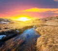 Small prairie river at the sunset Royalty Free Stock Photo