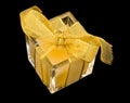 Small present but wrapped with gold ribbon. Royalty Free Stock Photo