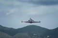 Small private business jet is landing Royalty Free Stock Photo