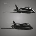 Small private jet vector. Business jet illustration. Luxury twin engine plane