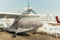 Small private plane for fishing and recreation under the cover and protection.