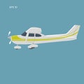 Small private plane vector illustration. Single engine propelled aircraft. Vector illustration. Icon. Sideview Royalty Free Stock Photo
