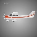 Small private plane vector illustration. Single engine propelled aircraft. Vector illustration. Icon. Sideview Royalty Free Stock Photo