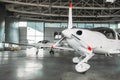 Small private turbo-propeller airplane in hangar Royalty Free Stock Photo