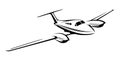 Small private twin engine airplane illustration