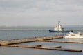 Small private yachts pier in winter Pier with rows of small private yachts.