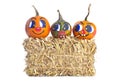 Small Pumpkins and a Bale of Hay