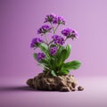 Vibrant Violet Plant On Pink Background: A Cinematic Fusion Of Nature And Art