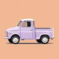 Vintage Purple Truck Illustration In Hyperrealistic Kawaii Art Style Royalty Free Stock Photo