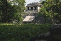 Small pyramid Mayan ruin temple at the archaeological Unesco site of Palenque, Chiapas, Mexico Royalty Free Stock Photo