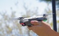 Small quadcopter is preparing to fly Royalty Free Stock Photo