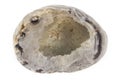 Small quartz geode from Brazil isolated on a pure white background