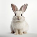 Clean And Minimalistic White Rabbit Looking Up - Associated Press Style