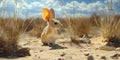 A small rabbit is sitting in the desert Royalty Free Stock Photo