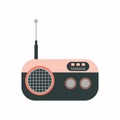 Small radio receiver with raised antenna, concept for amateur radio, radio day, podcasts. Vector illustration Royalty Free Stock Photo