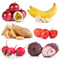 Small radish, banana, Purple custard apple, Ripe thai cherry, Sw