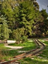 Small railway in a beautiful park.