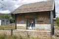 Small railway station building vandalized Royalty Free Stock Photo