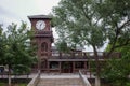 Small railway station with clock Royalty Free Stock Photo