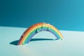 Small rainbow object with water drops. Generative AI
