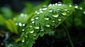 Small raindrops fall on the green leaves of ferns Royalty Free Stock Photo