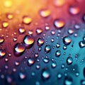 Small raindrops on a vibrant gradient mixed color background, a harmonious blend